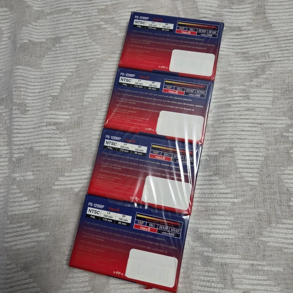 Sony Camcorder Cassettes Tapes Video 120 Minute, 8mm (4-Pack) BRAND NEW SEALED